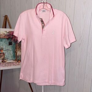 AUTHENTIC BURBERRY POLO TEE TSHIRT SHIRT PINK MEDIUM COTTON BAG INC SZ M